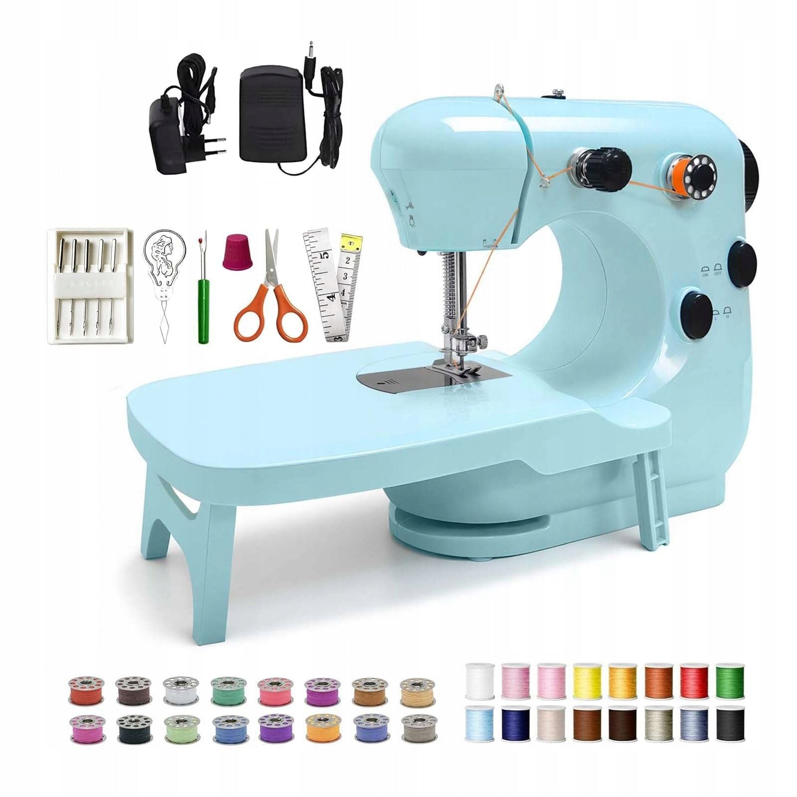 SET! Small, portable two-speed sewing machine, with pull-out table! Brand no brand