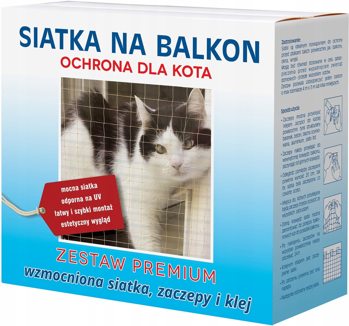 SET THICK 1.5MM CAT NET FOR HOOKS 4X2M, EYE 40mm, WITHOUT DRILLING Manufacturer code SIATKA 4X2 , Siatka 40 mm