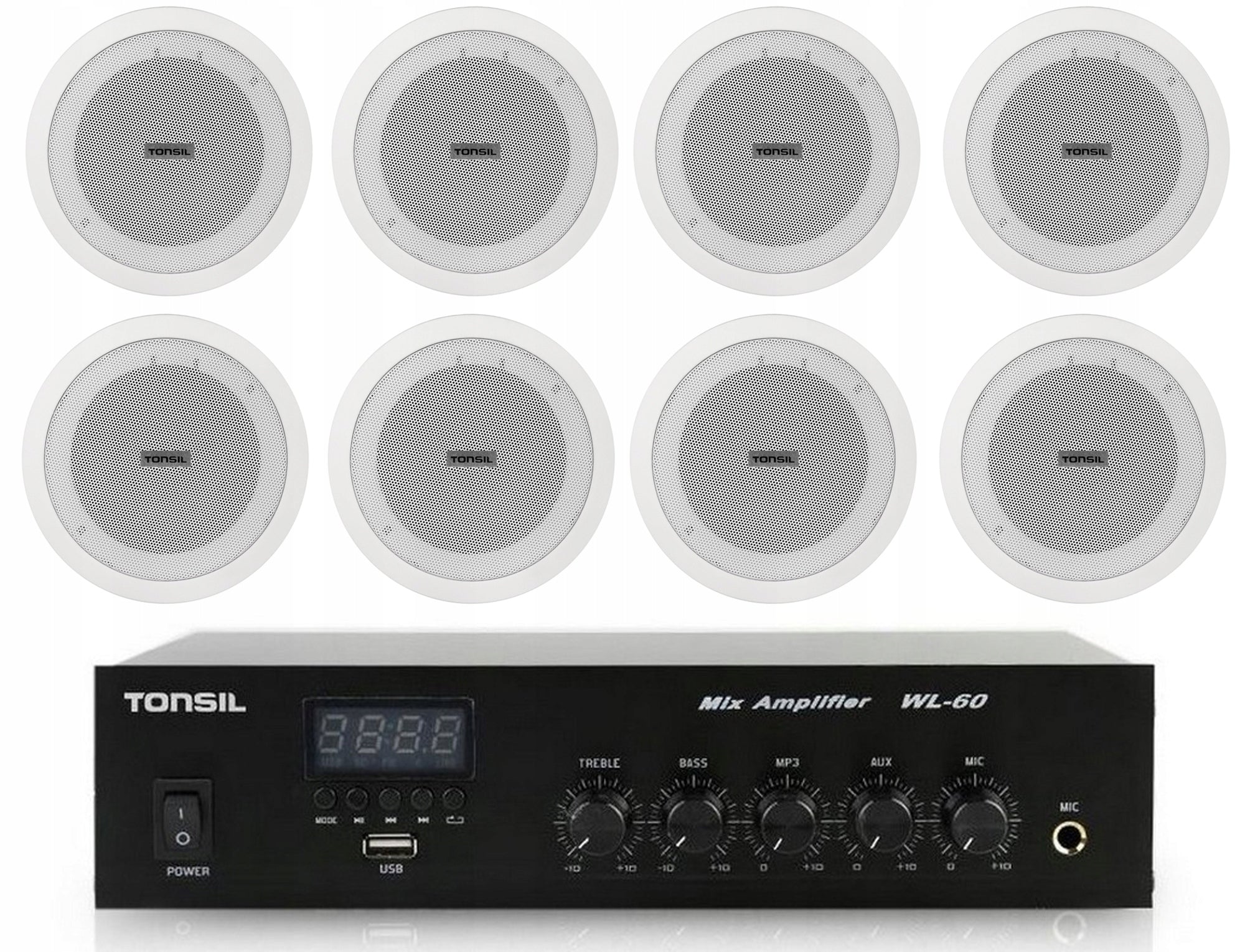 SET TONSIL Amplifier WL 60W 1 Zone + 8x Ceiling Speaker ZGSU 18T