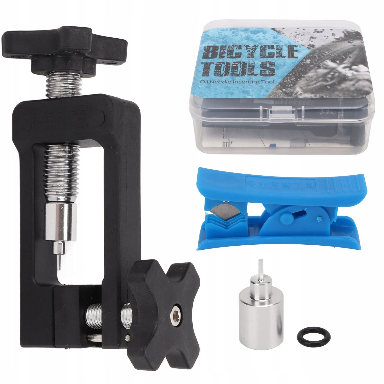 SET TOOL FOR INSERTING A NEEDLE FOR LUBRICATING THE OIL OF MOUNTAIN BIKES