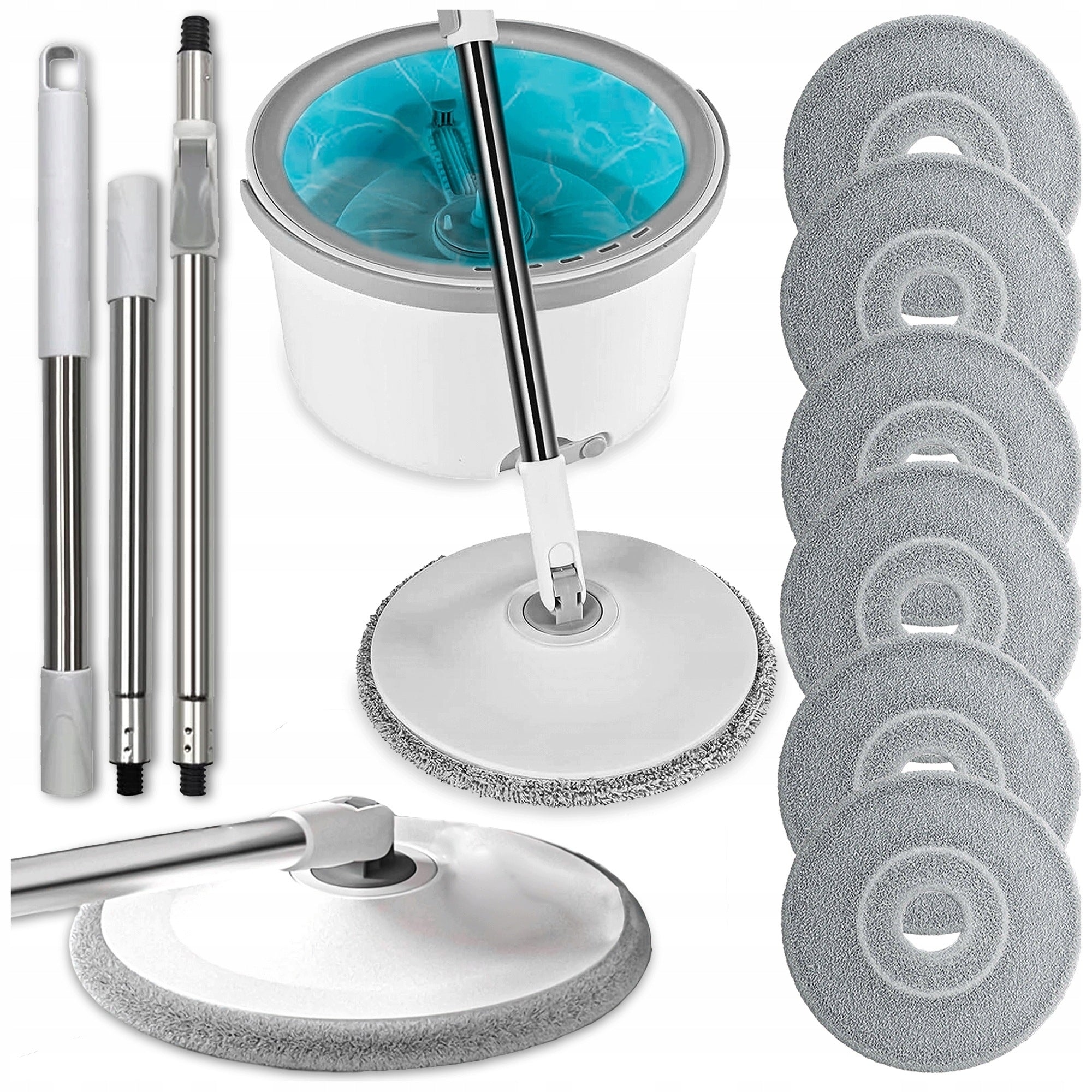 SET TURBO ROTARY MOP FLAT + BUCKET WITH SQUEEZER 6 CARTRIDGE COVERS