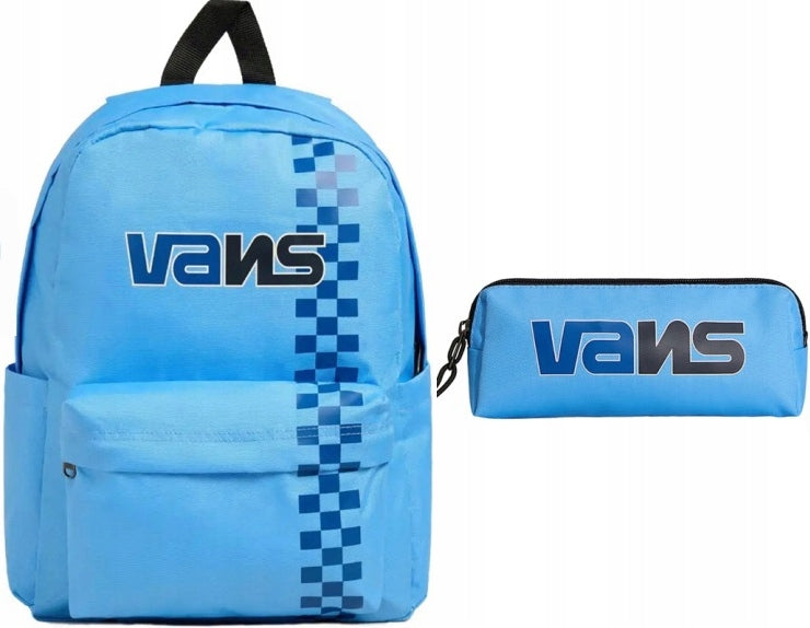 SET VANS BACKPACK + SCHOOL PENCIL CASE OLD SKOOL REALM BLUE