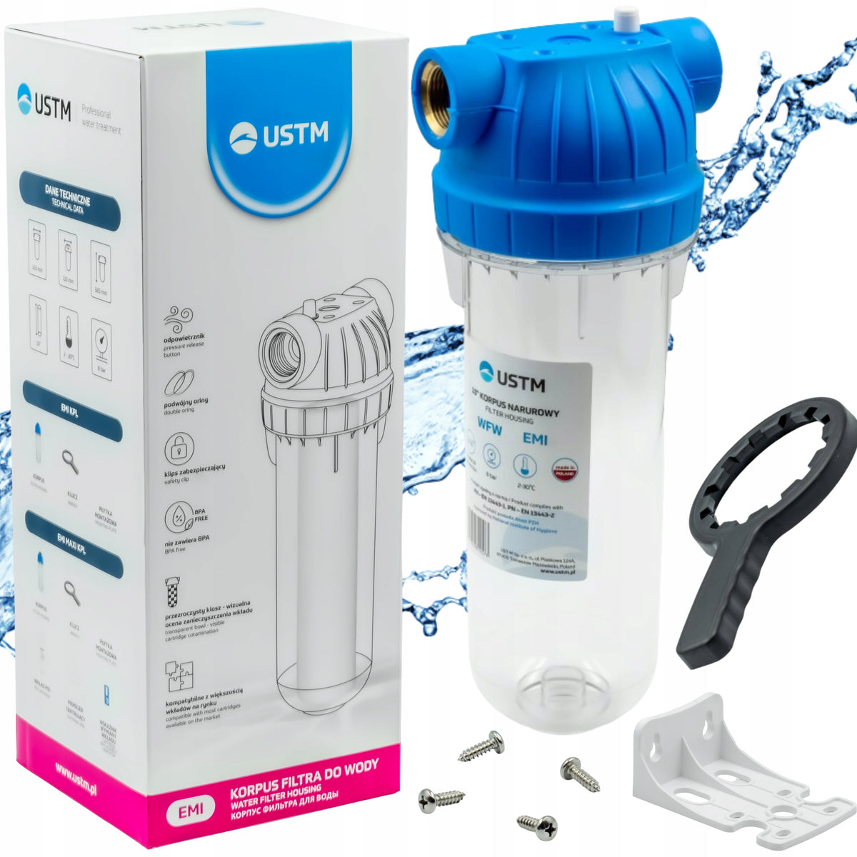 SET WATER FILTER HOME BODY USTM 1/2" EMI 10' + HANDLE + KEY