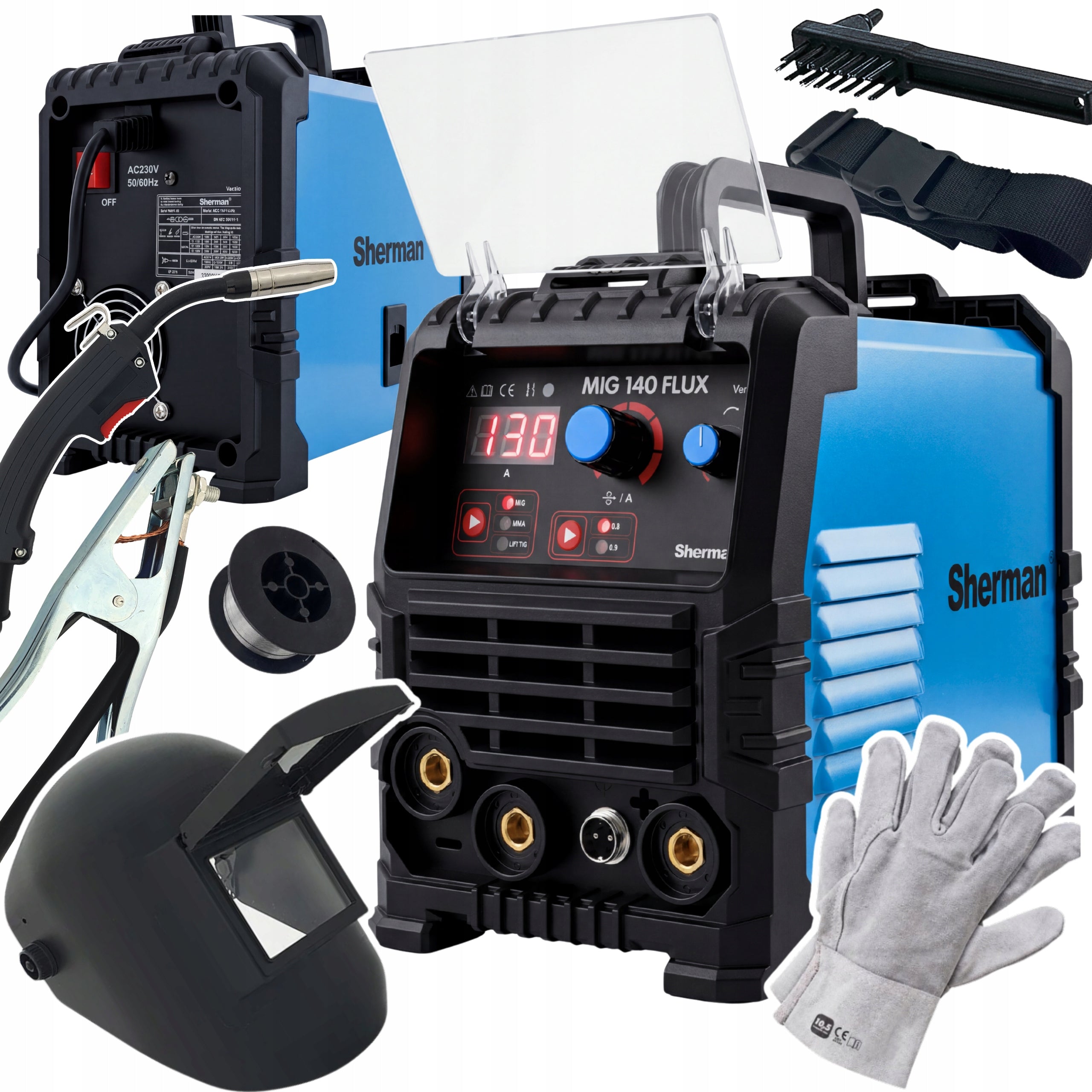 SET WELDING MACHINE 140 FLUX MIG TIG MMA WITHOUT GAS + VISOR + WIRE + GLOVES