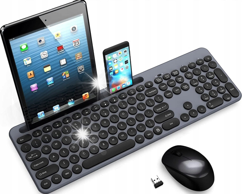 SET WIRELESS KEYBOARD + MOUSE QUIET USB GREY
