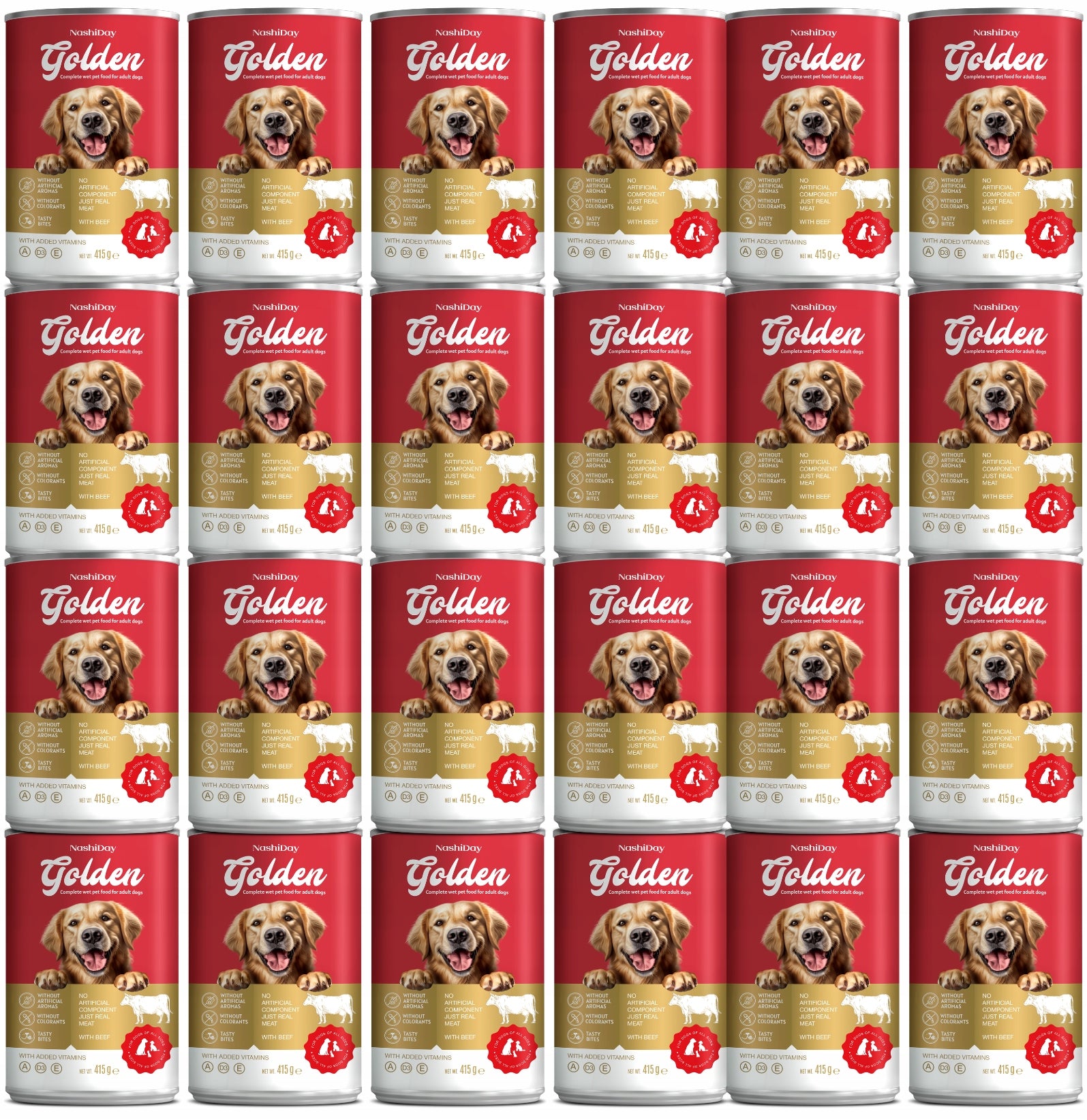 SET Wet food for dogs Golden Dog Beef 24 x 415g