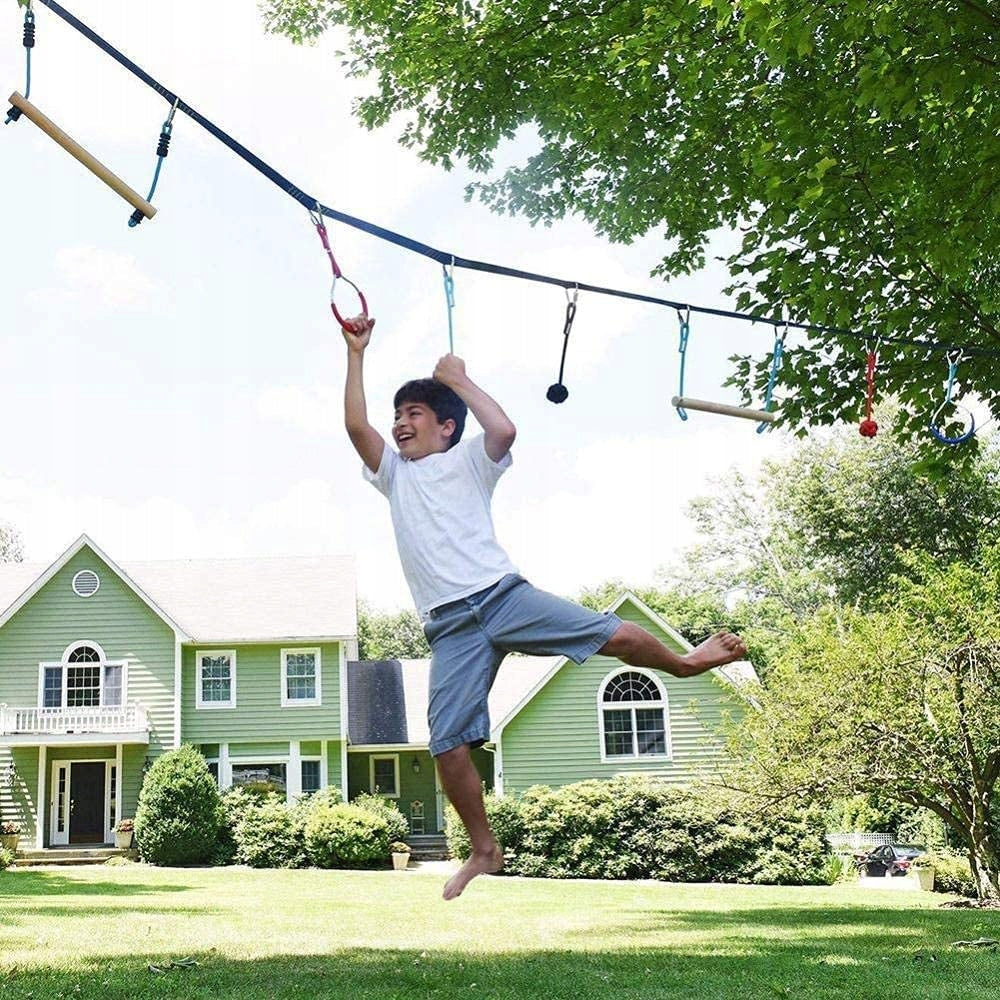 SET XXL 15M ROPE PARK OBSTACLE COURSE SLACKLINE FOR CHILDREN AND ADULTS Dominant material synthetic material