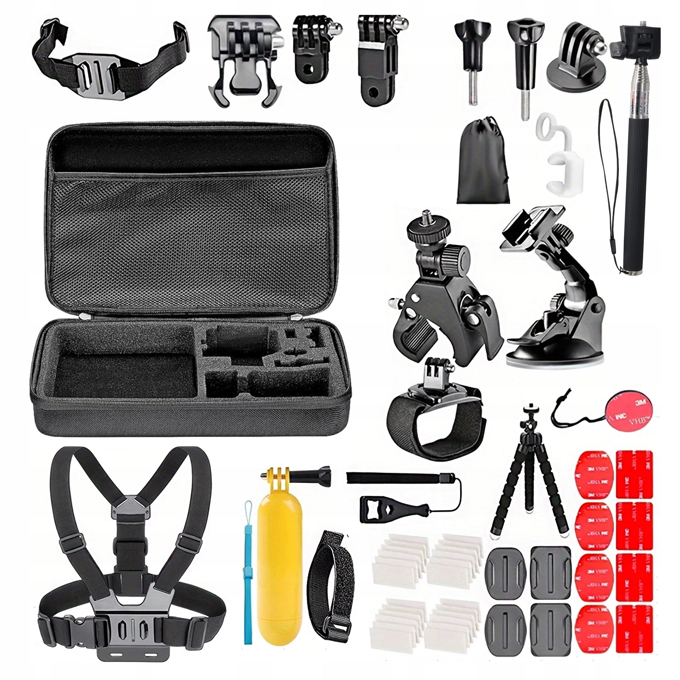 SET XXL ACCESSORIES FOR GOPRO HERO 13 12 11 10 9 GoPro 55in1 SUSPENDERS SUITCASE
