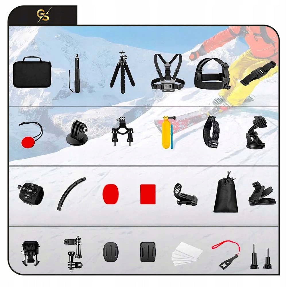SET XXL ACCESSORIES FOR GOPRO Mission 1 HERO 13 12 11 10 9 SUSPENDERS SUITCASE Packaging status original