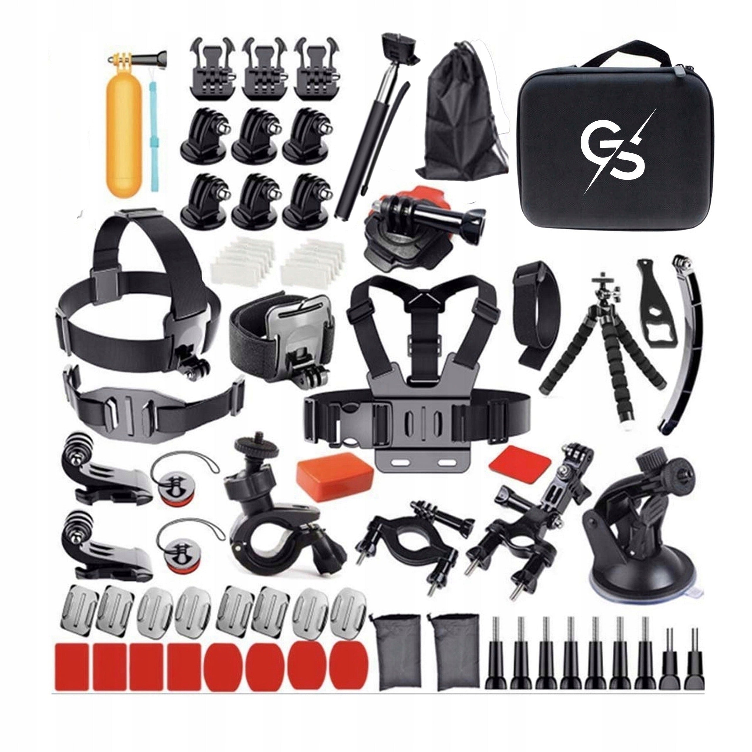 SET XXL ACCESSORIES FOR GOPRO Mission 1 HERO 13 12 11 10 9 SUSPENDERS SUITCASE