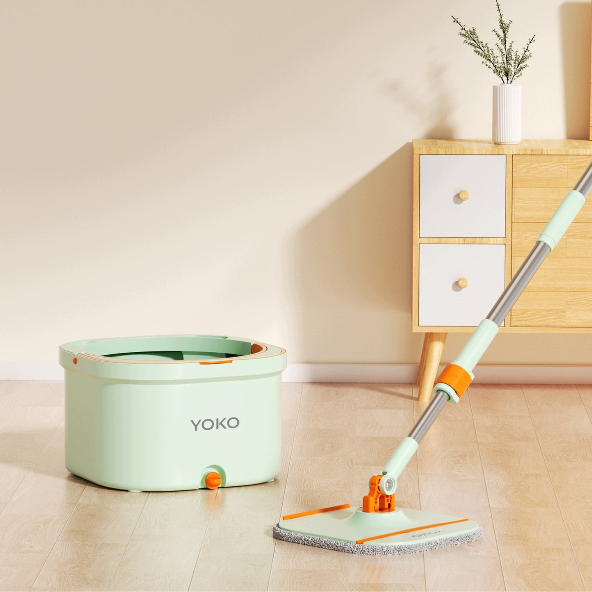 SET YOKO CLEAN Rotary Mop Separation + 4x Cartridge + Gloves + Wipes Packaging status original