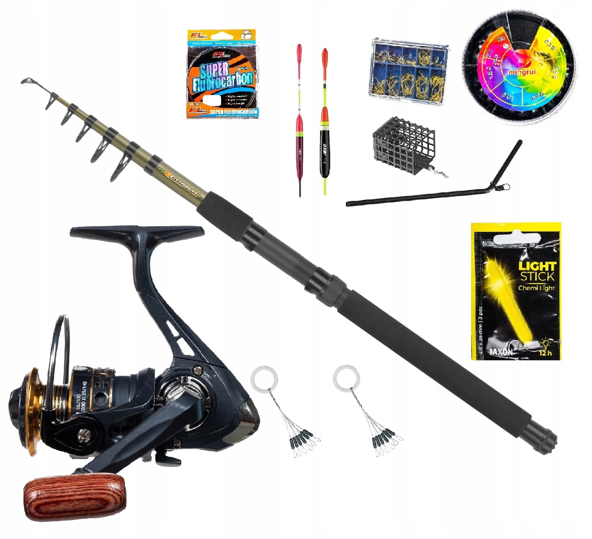 SET for Float Fishing Rod KONGER + Reel Fishing Line