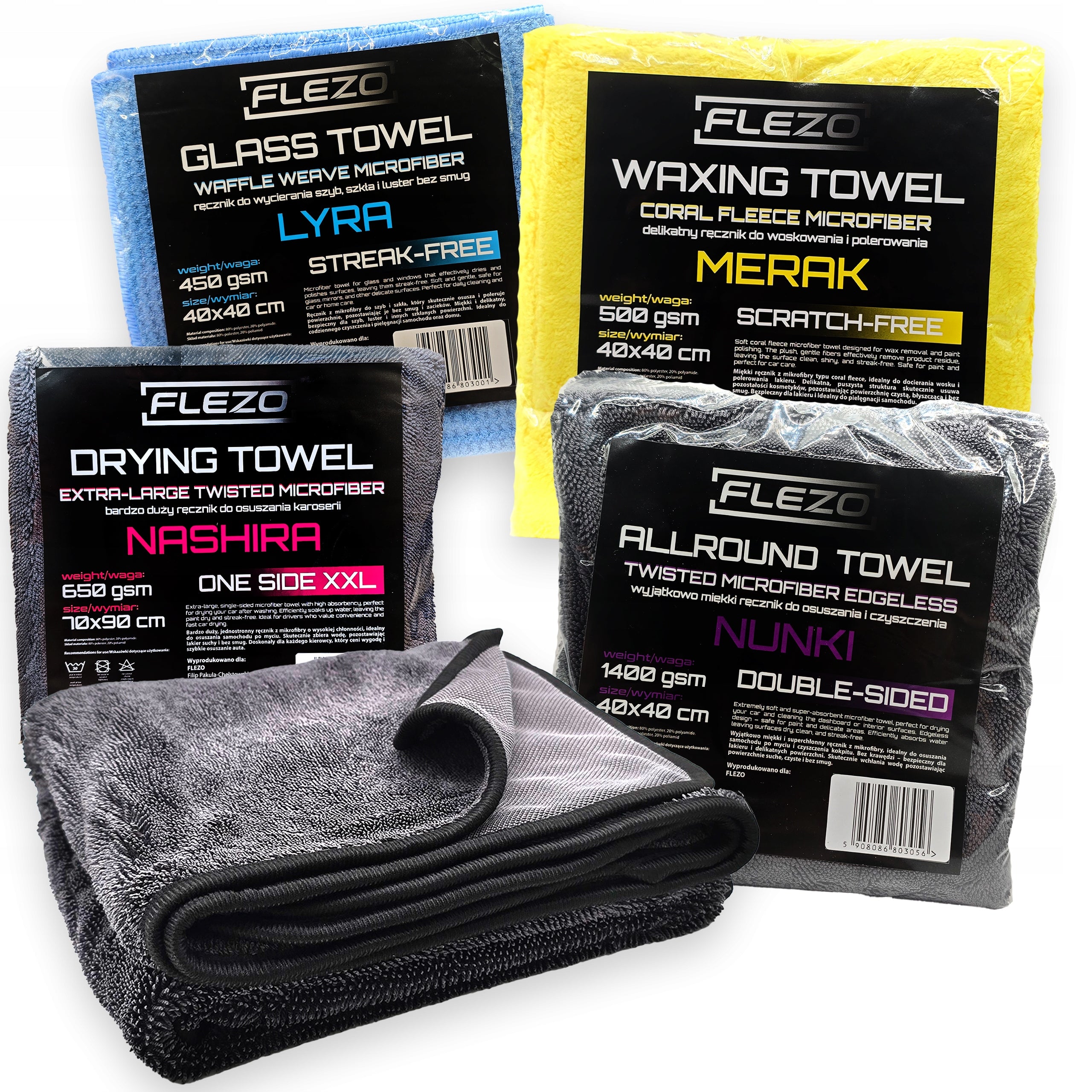 SET for car DEHUMIDIFICATION CAR wiping towel with MICROFIBER 5 pcs.
