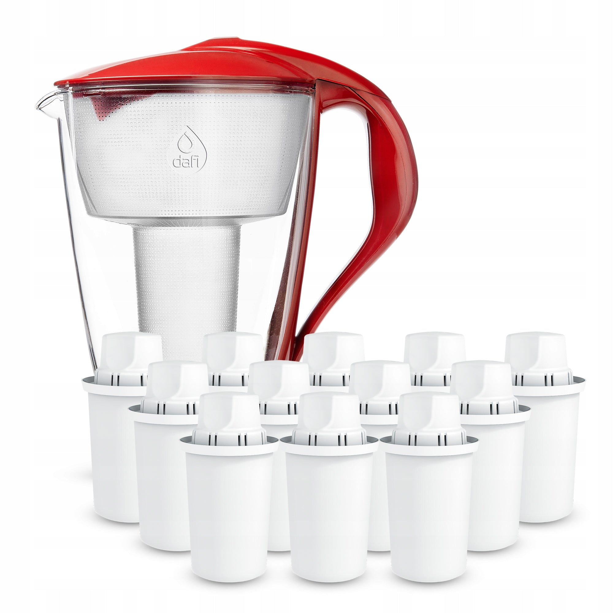 SET glass jug Dafi CRYSTAL LED 2 l poppy + 12 Classic cartridges