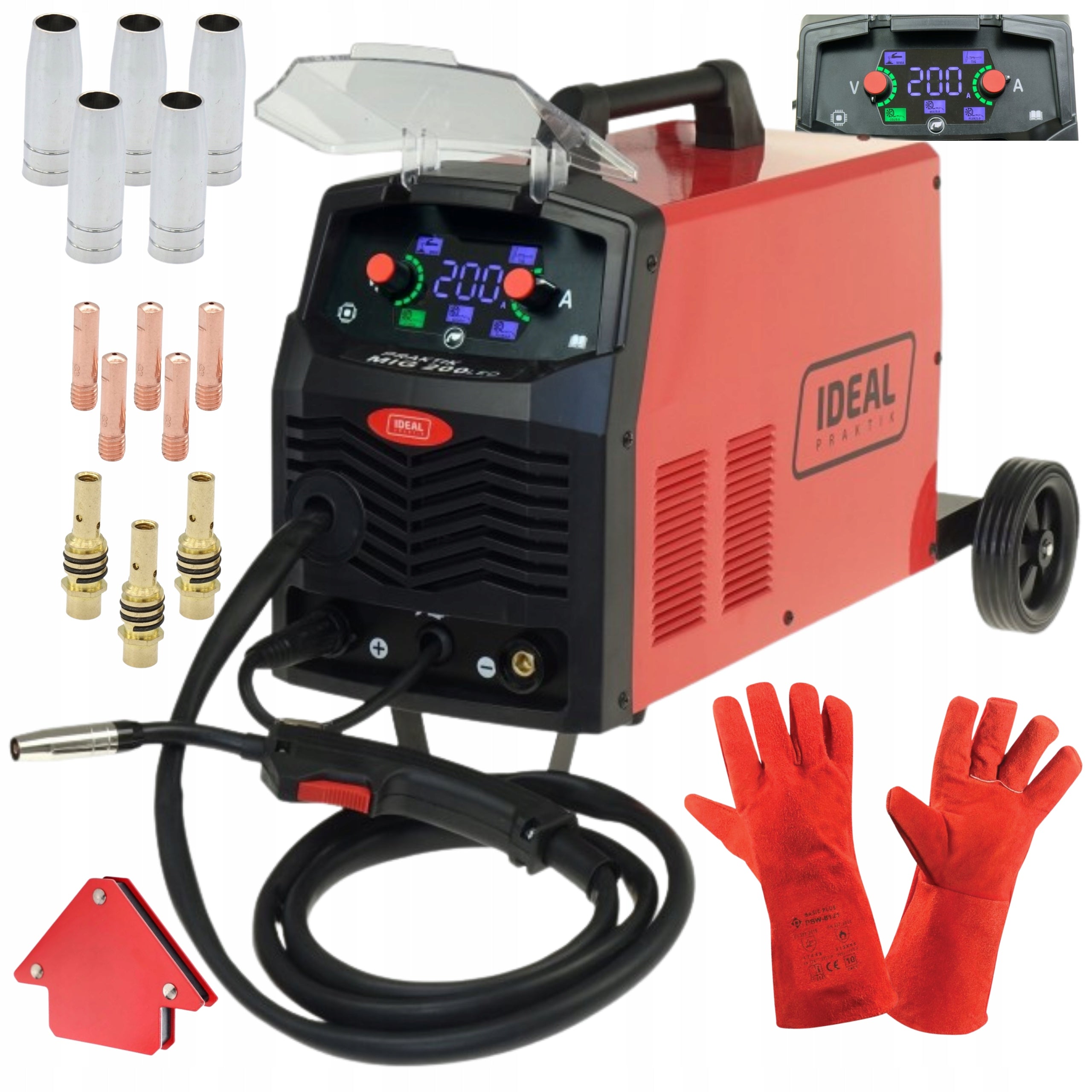 SET migomat welder PRAKTIK MIG 200 SYNERGIC LED 200 A MIG MMA FLUX