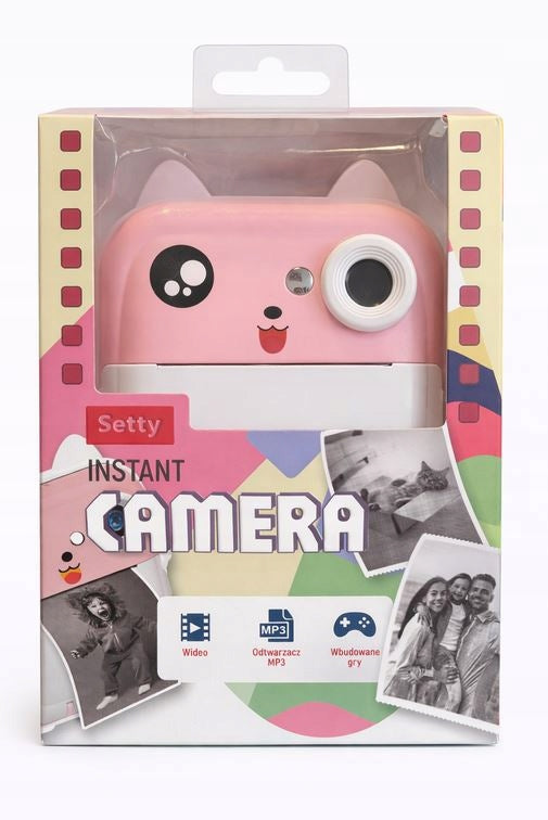 SETTY Instant Camera Pink Kitten Kids Thermal RGB Paper