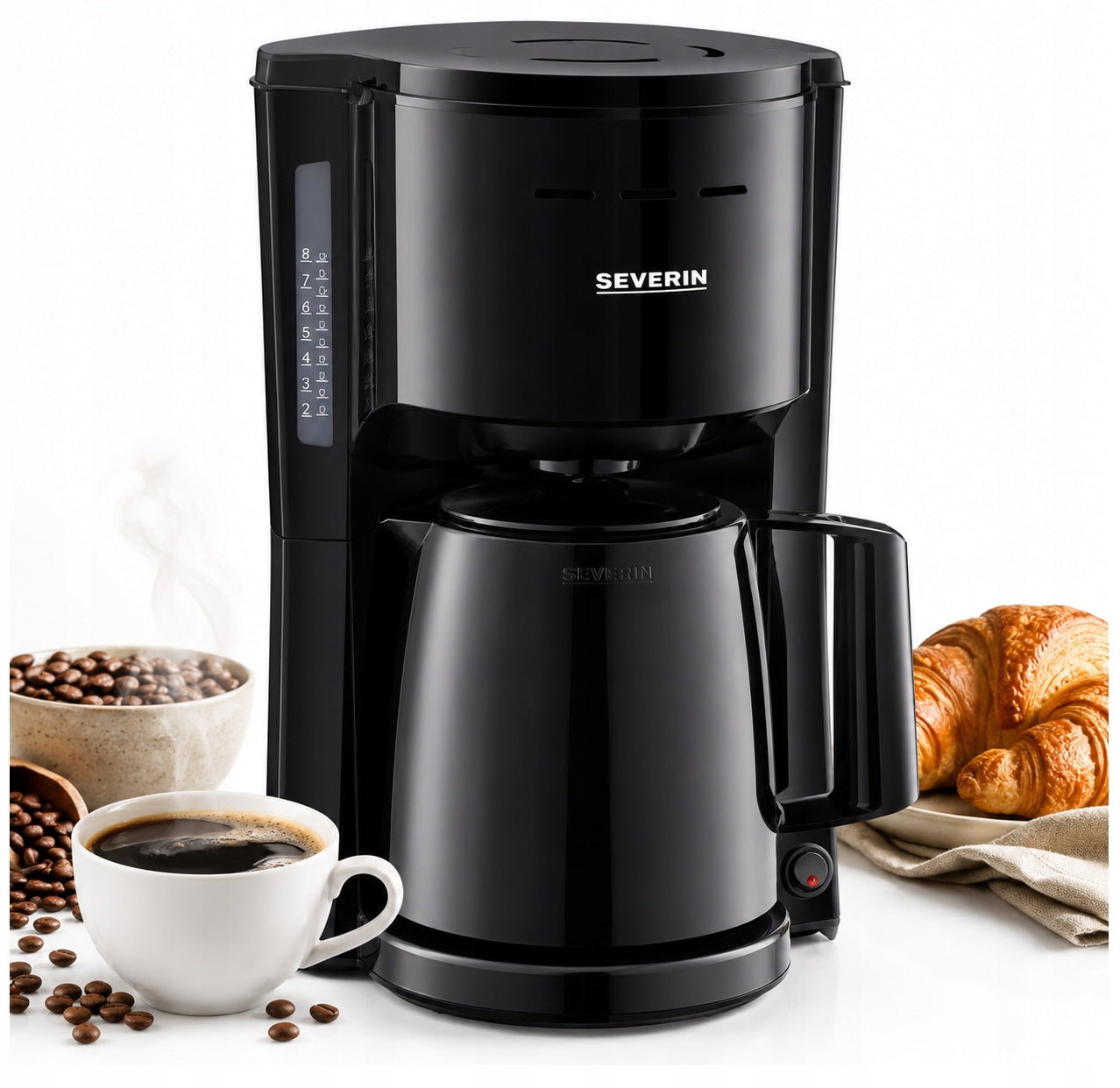SEVERIN KA 9306 overflow coffee maker 1000W thermos 1L 8 cups black