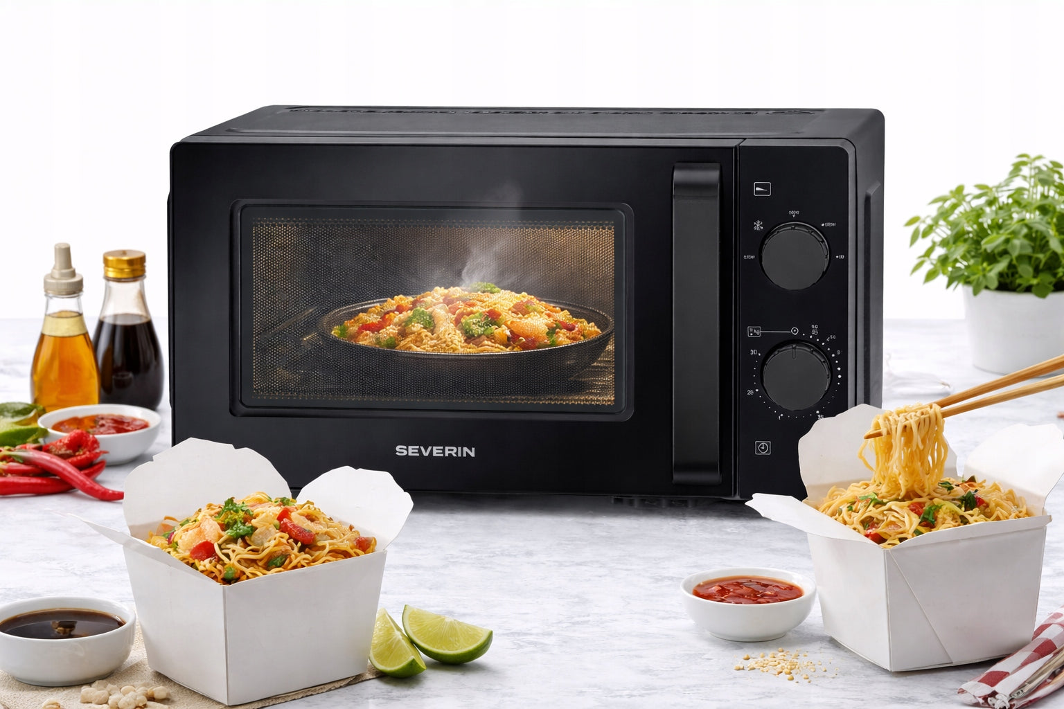 SEVERIN MW 7580 Microwave Solo 19L 700W Inverter Timer Black