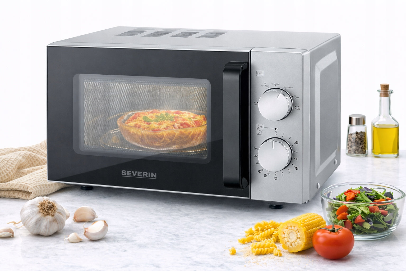 SEVERIN MW 9184 Solo Microwave 20L 800W Glass Bottom Defrosting