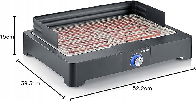 SEVERIN PG 8565 electric table grill 2200W steel grate SafeTouch Brand Severin