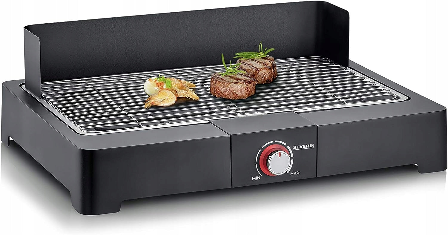SEVERIN PG 8565 electric table grill 2200W steel grate SafeTouch Dominant color black