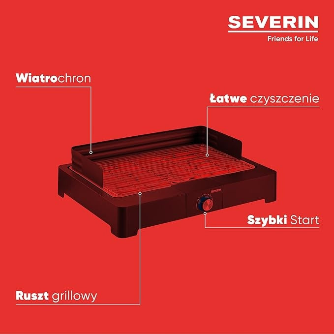 SEVERIN PG 8565 electric table grill 2200W steel grate SafeTouch Manufacturer code 8565000