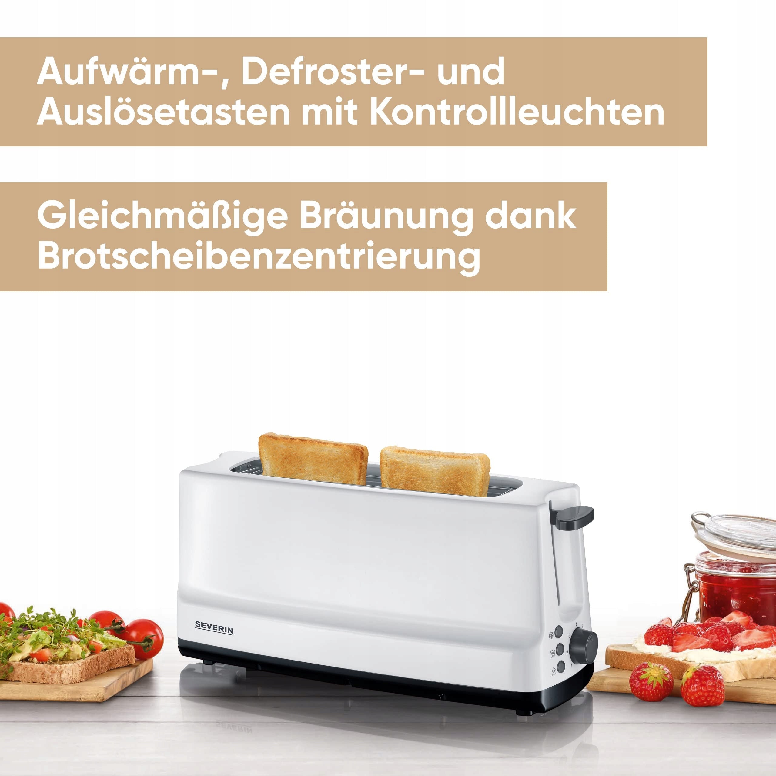 SEVERIN Toaster Automatic Long Slotted Steel 800W White Grey Power rating 800 W