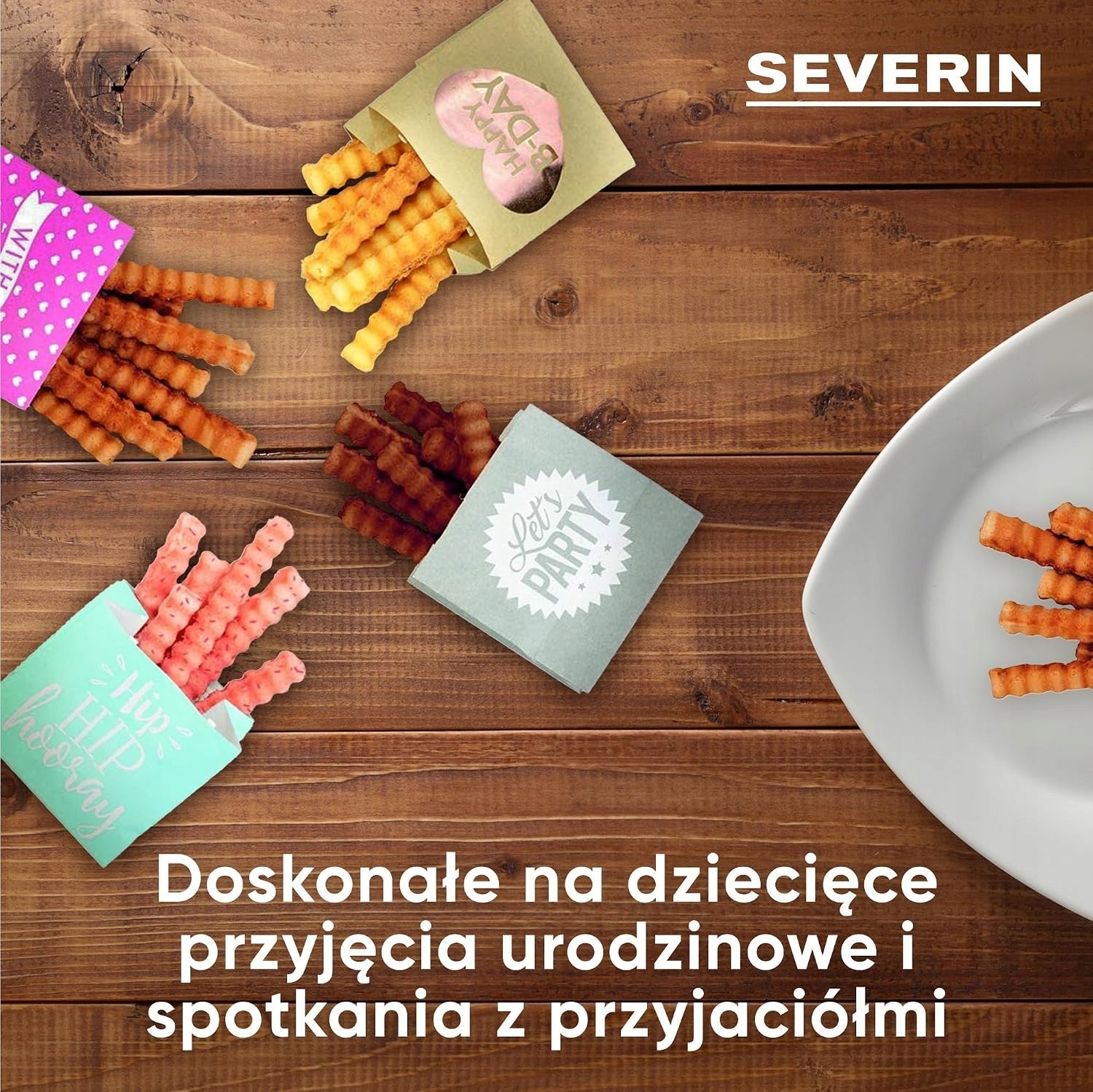 SEVERIN Waffle Iron Wafer Fries 12 Pieces 800W Nonstick Model WA 2114