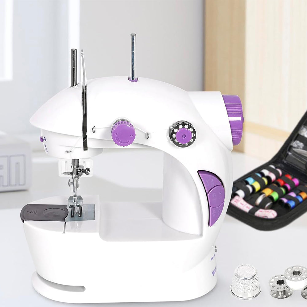 SEWING MACHINE 2 PROGRAMS OVERLOCK STITCH WITH LIGHTING AND PEDAL Dominant color white