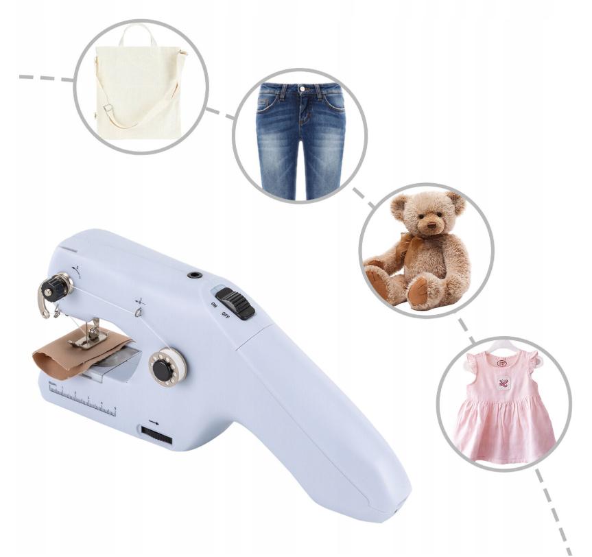 SEWING MACHINE PORTABLE HANDHELD BATTERY OPERATED OR FAST ACCURATE CABLE Dominant color white