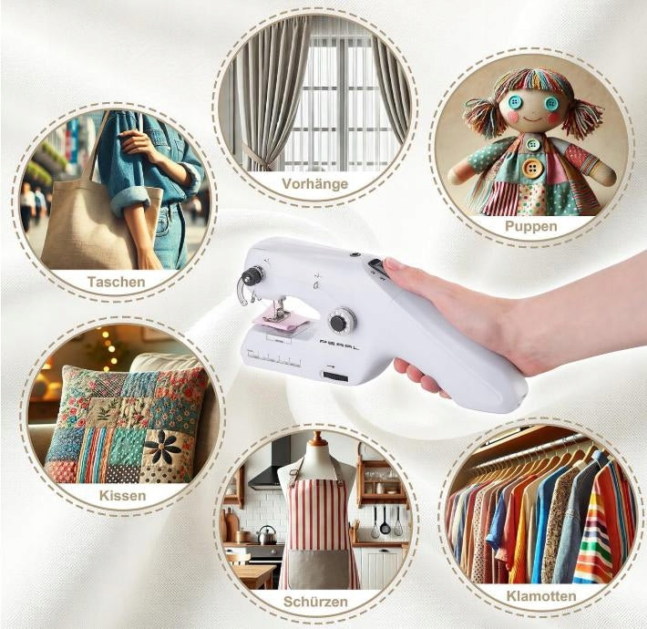 SEWING MACHINE PORTABLE HANDHELD BATTERY OPERATED OR FAST ACCURATE CABLE Product depth 28 cm