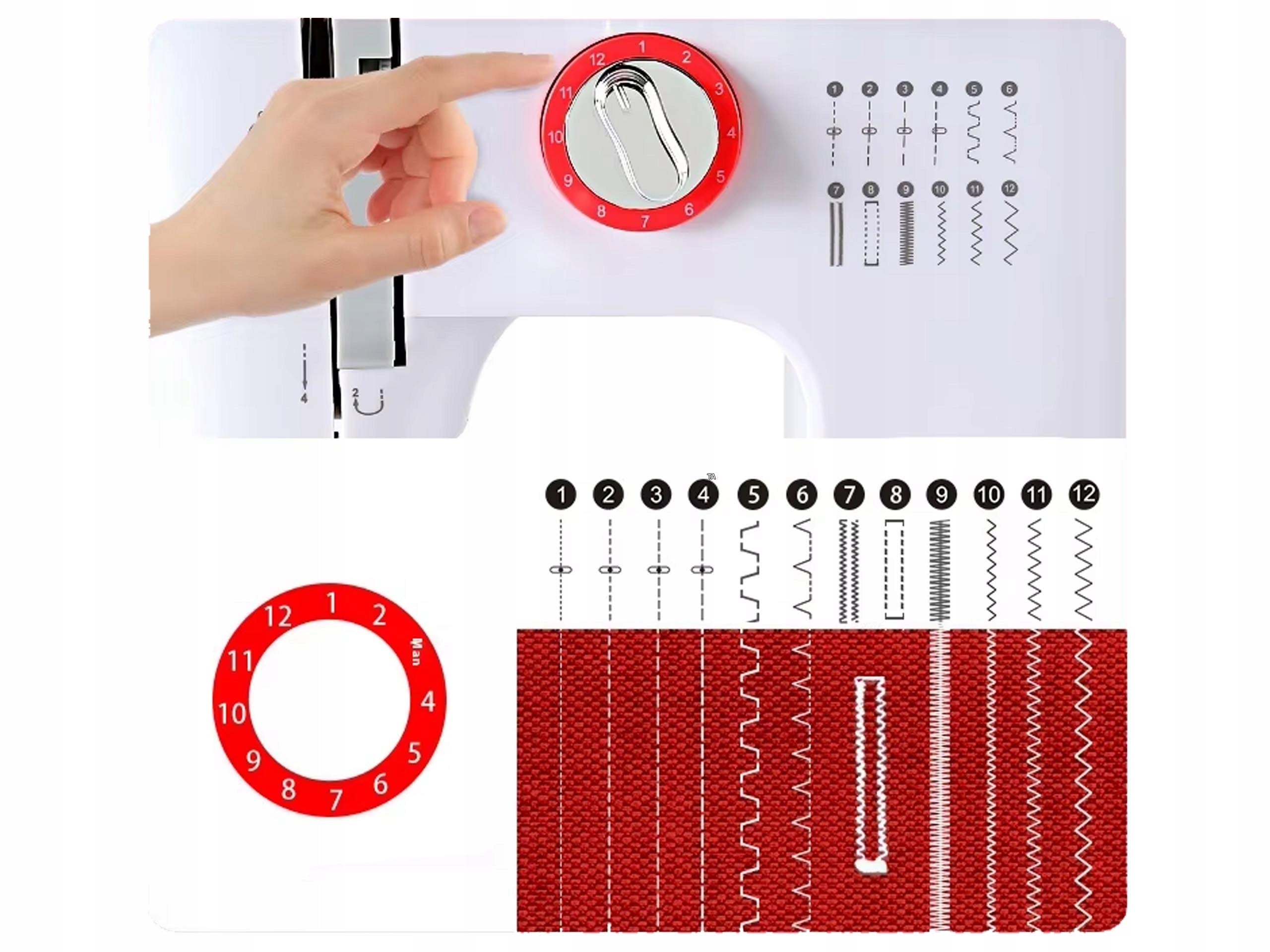 SEWING MACHINE PORTABLE HOME ACCESSORIES PORTABLE 12 STITCHES WITH PEDAL Model Przenośna z pedałem