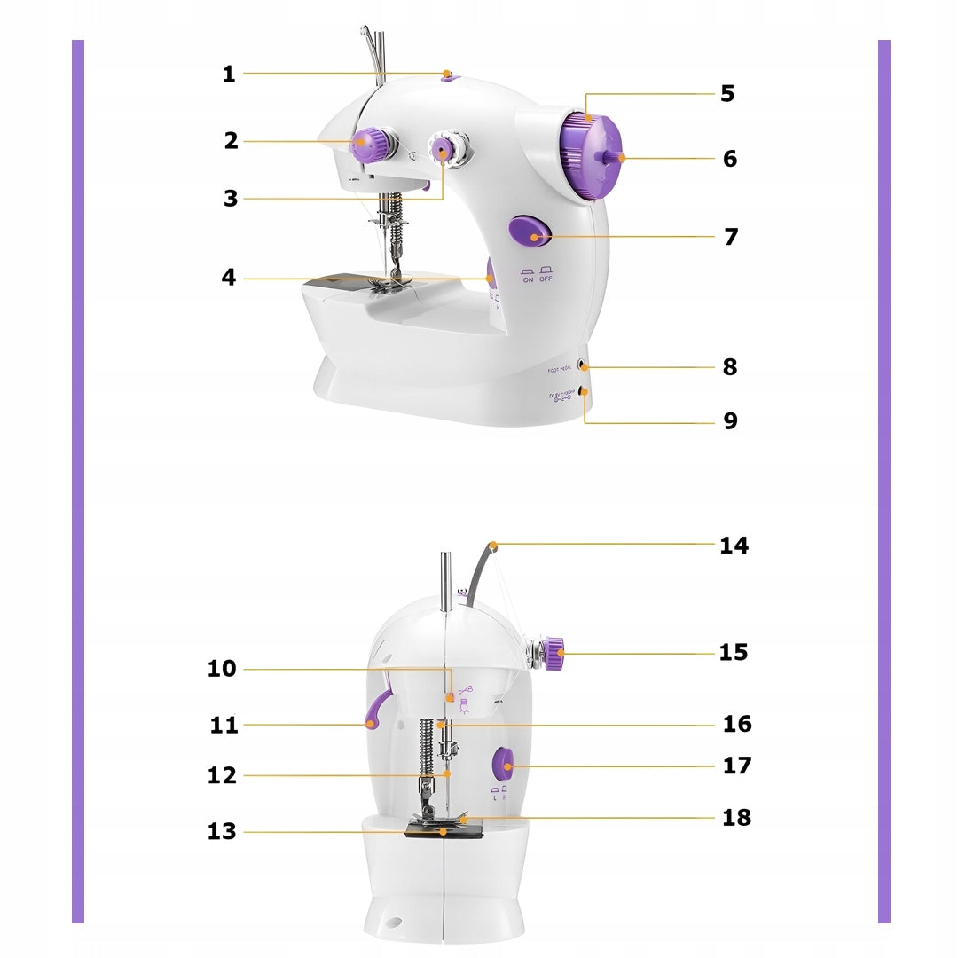 SEWING MACHINE WITH 2 THREADS AND SPEED ADJUSTMENT TAILORING Functions double-needle option