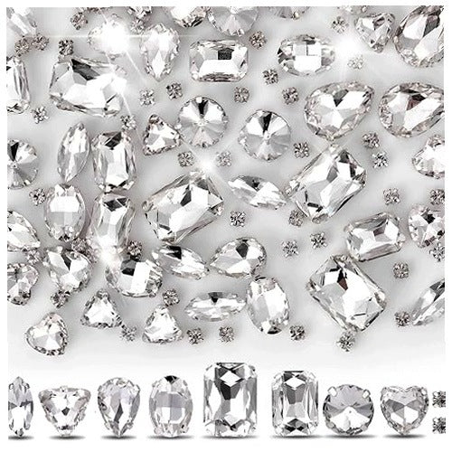 SEWN RHINESTONES 100 PCS MIXED SHAPES GLASS SEWING CRYSTALS