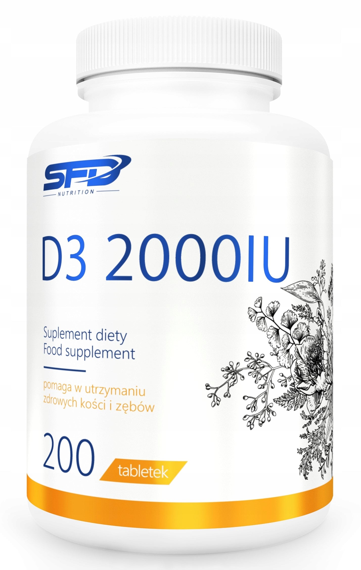 SFD D3 2000 IU 200TAB STRONG BONE TEETH RESISTANCE STRESS FATIGUE HEALTH