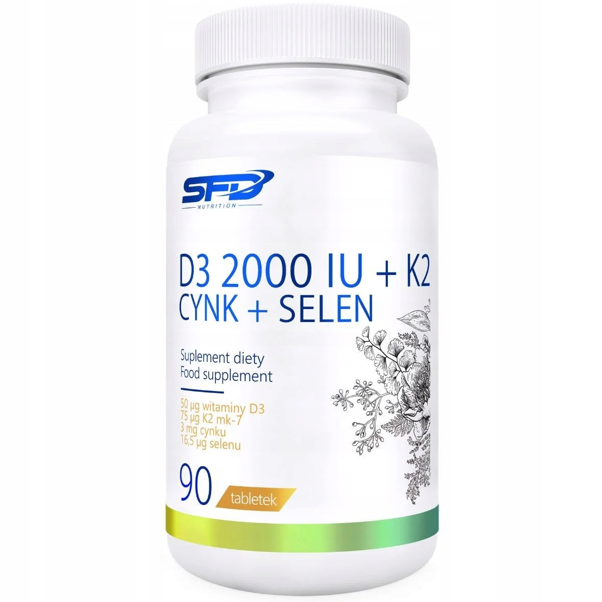 SFD D3 2000 IU K2 ZINC SELENIUM 90TAB MK7 NATTO RESISTANCE FATIGUE STRESS