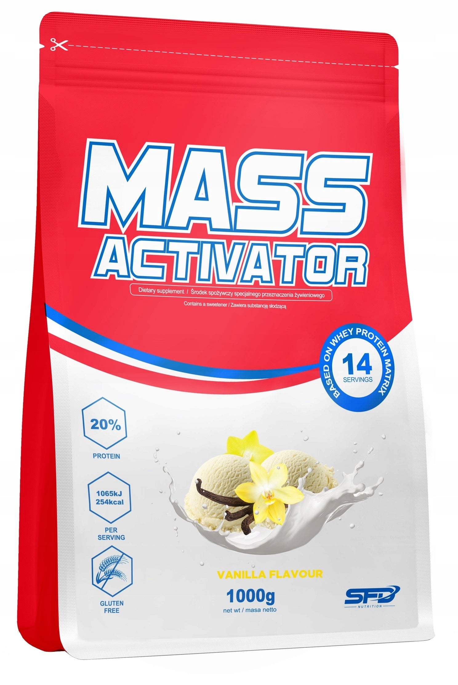 SFD MASS ACTIVATOR 1000g GAINER WHEY PROTEIN CARBOHYDRATE MASS MUSCLE STRENGTH