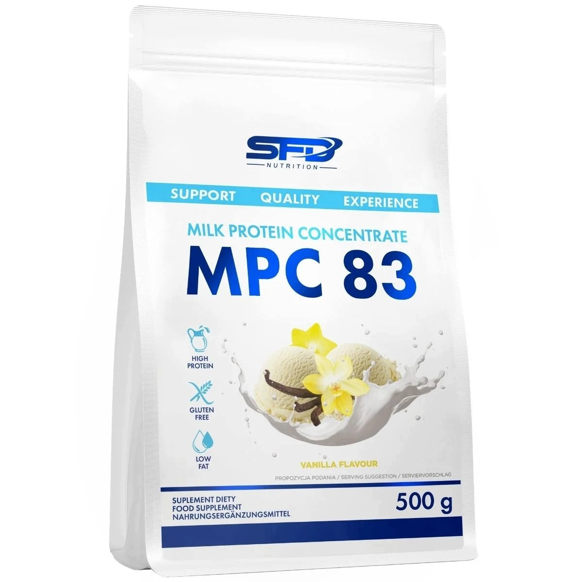 SFD NUTRITION MPC 83 500 g VANILLA MILK PROTEIN CONCENTRATE PROTEIN CONDITIONER