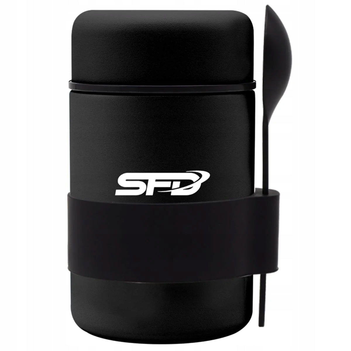 SFD NUTRITION THERMOS 500 ml WITH SPOON SET BLACK THERMAL STAINLESS STEEL