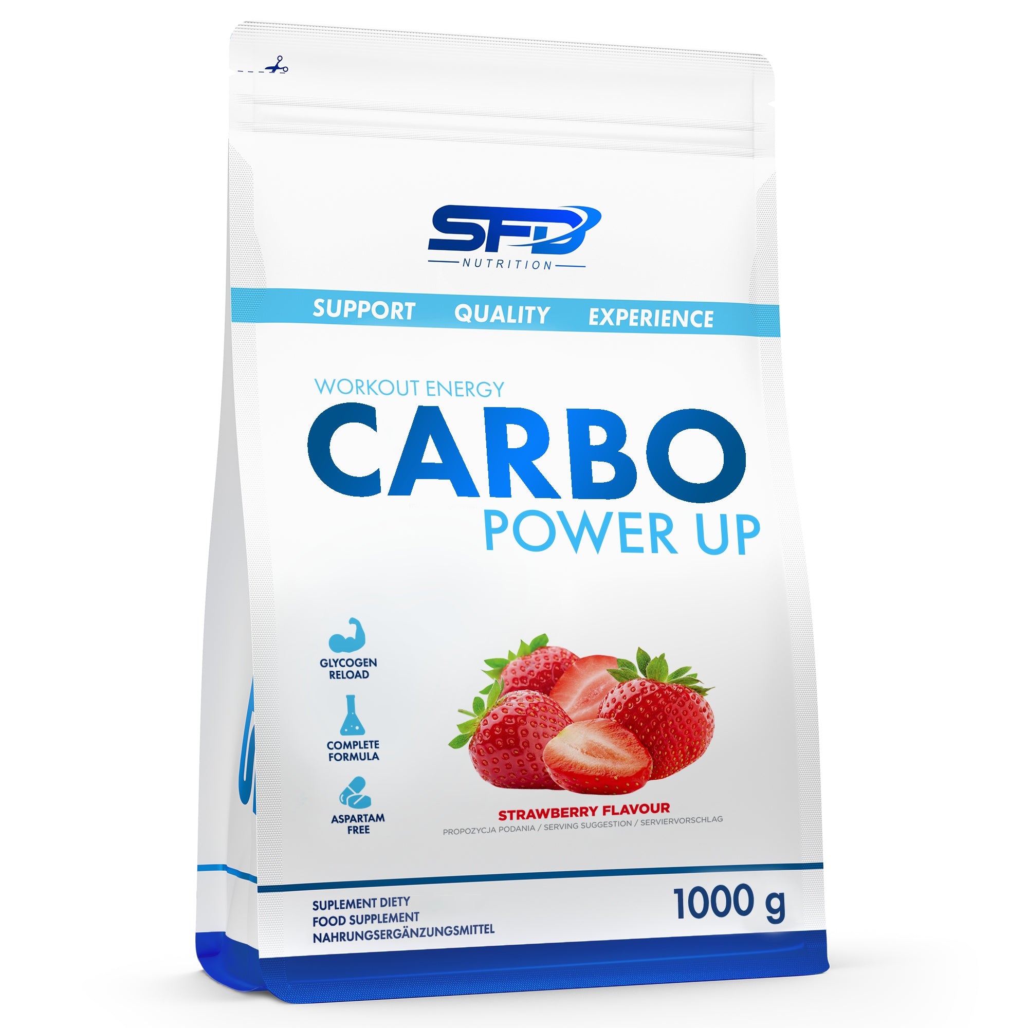 SFD POWER UP CARBO 1000G CARBOHYDRATES ENERGY EFFICIENCY STRAWBERRY MUSCLES