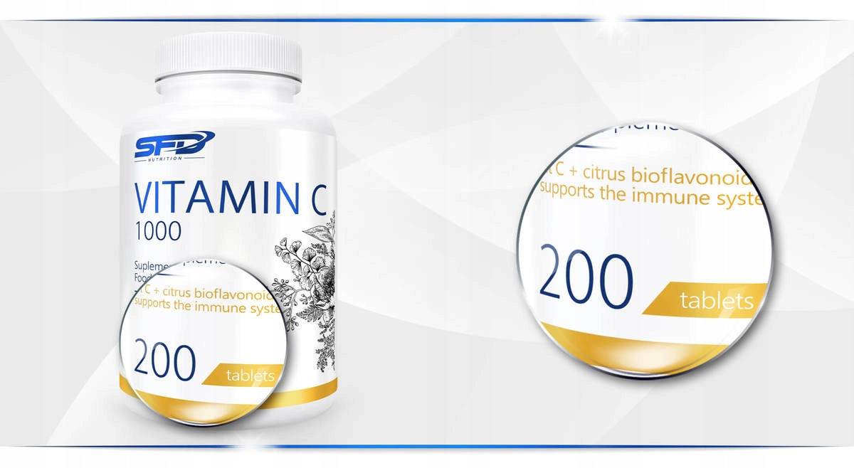 SFD VITAMIN C 200tab VITAMIN C L-ASCORBIC ACID IMMUNITY VIRUSES HEALTH Packaging status original