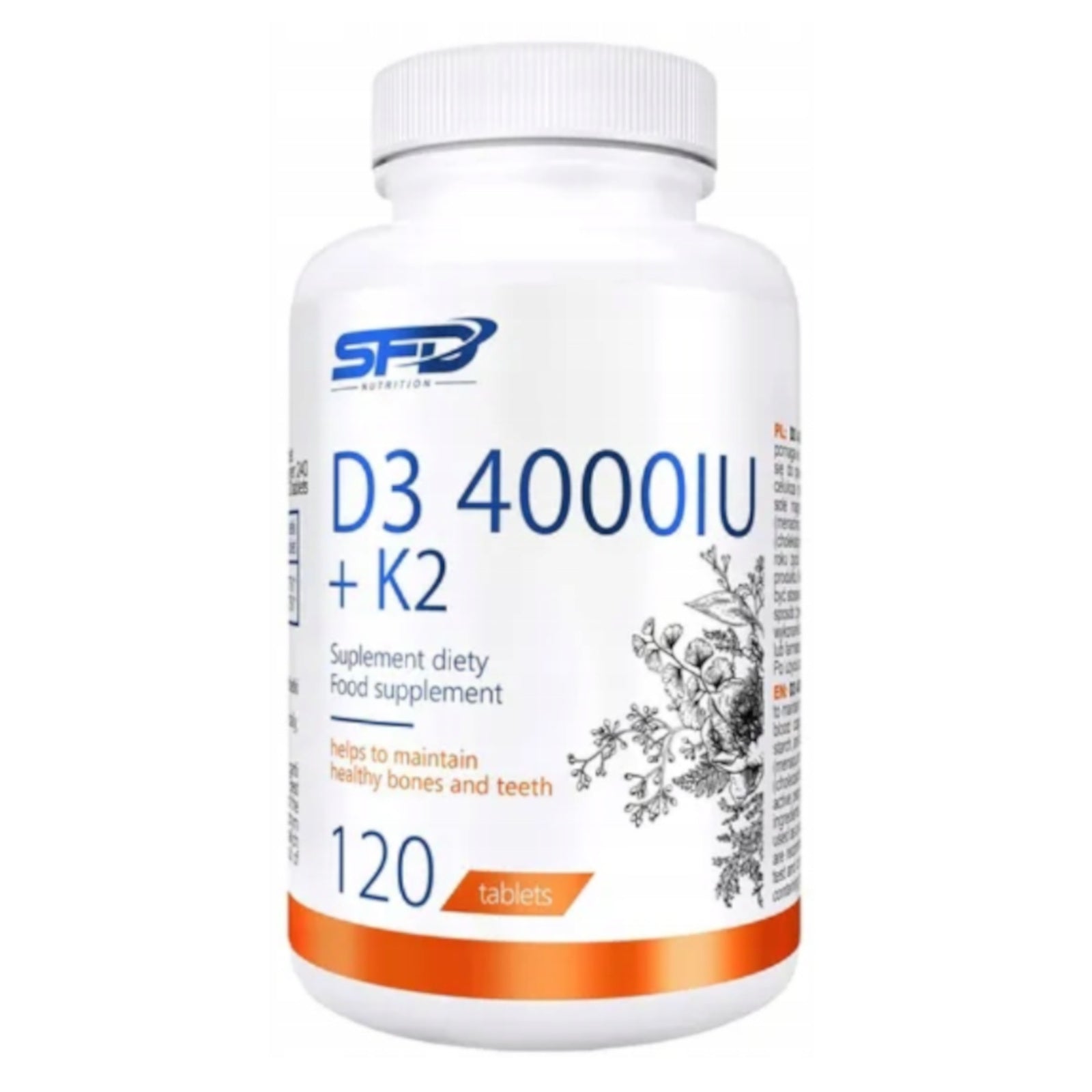 SFD VITAMIN D3 4000 + K2 120 tab. 240 servings BONES RESISTANCE ENERGY TEETH