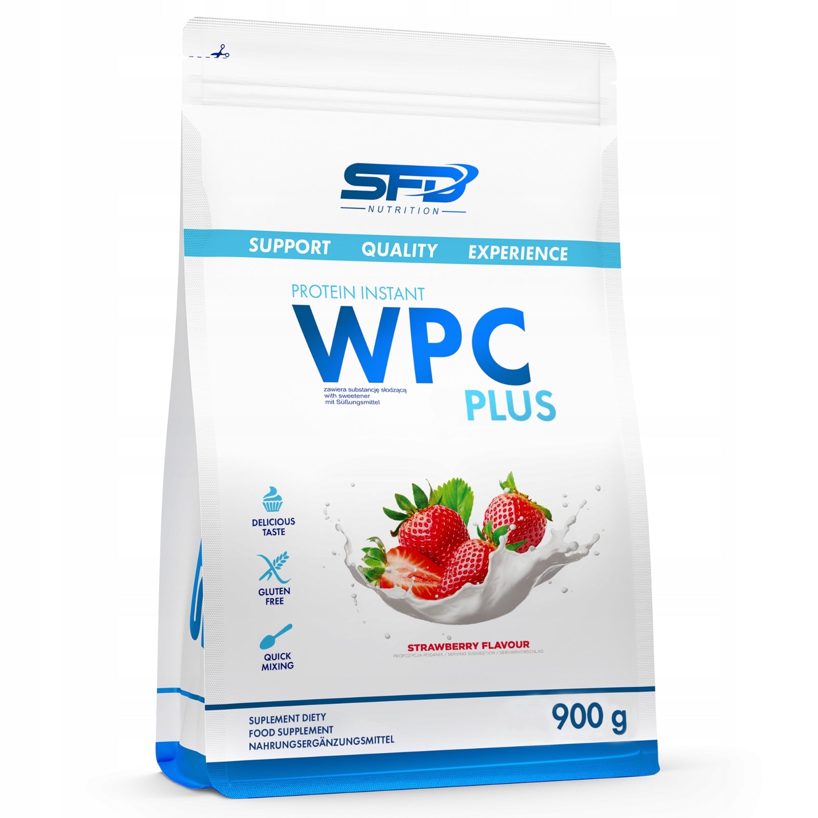 SFD WPC PROTEIN PLUS 900g STRAWBERRY WHEY PROTEIN WHEY SPORT MUSCLE