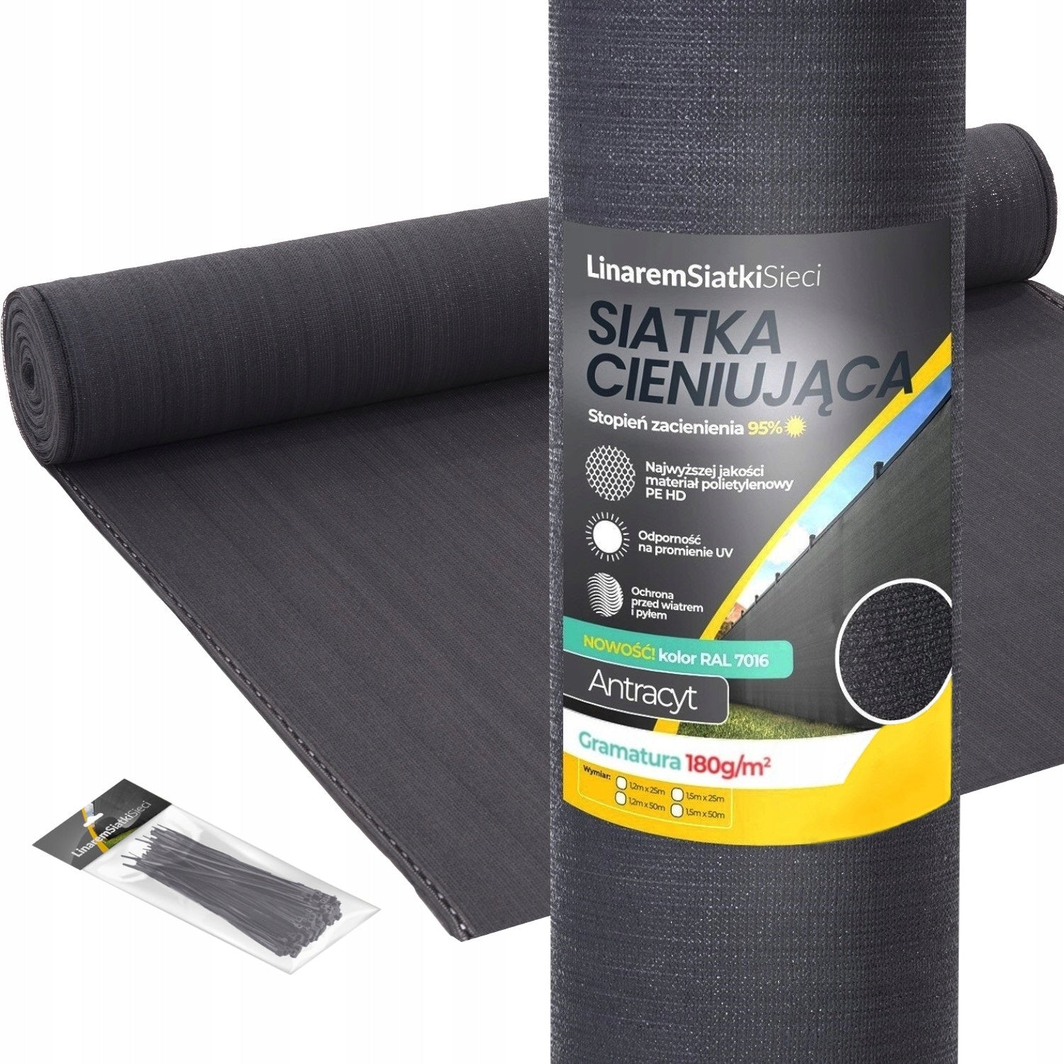 SHADING MESH 95% COVER 1x50m FENCE MASKING ANTHRACITE