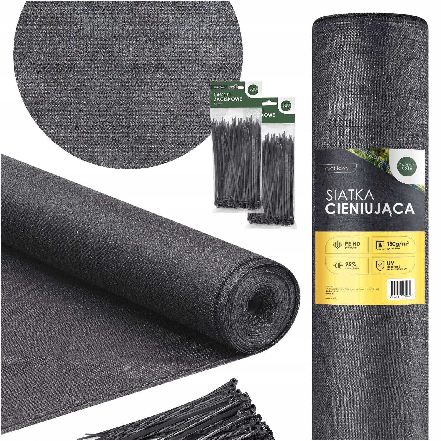 SHADING MESH 95% UV MASKING COVER 1,5x50m 180g/m FOR FENCE