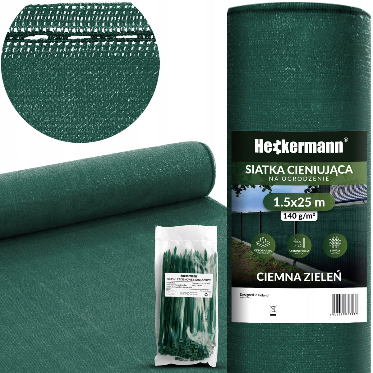 SHADING MESH MASKING 90% FOR FENCE UV SHIELDING FENCE 1,5x25m 140g