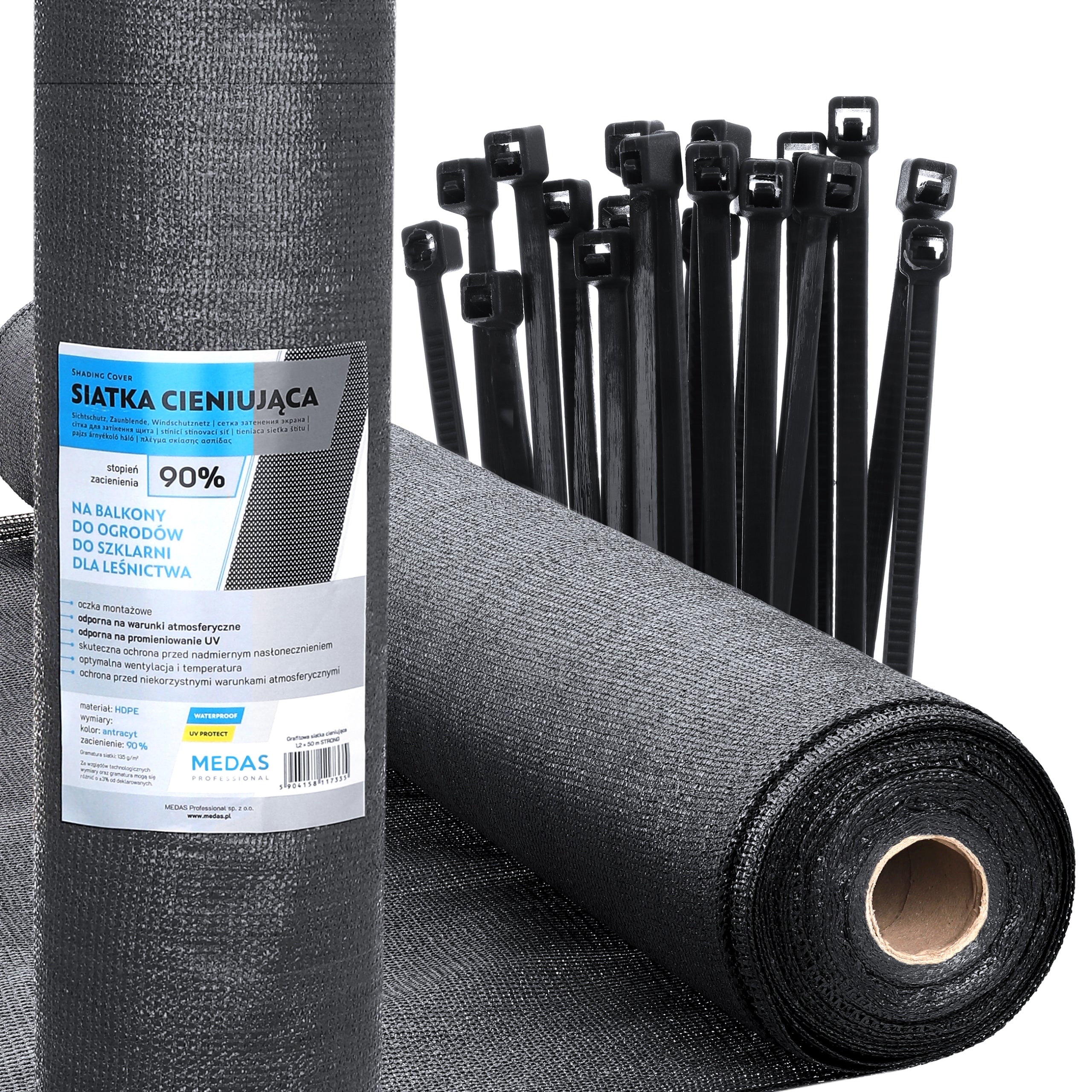 SHADING MESH UV masking GRAPHITE 90% 1,5x25m