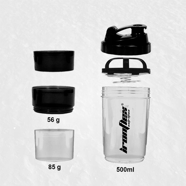 SHAKER 500ml IronFlex sealed SHAKER for nutrients with PROTEIN container Manufacturer code 5903140698272