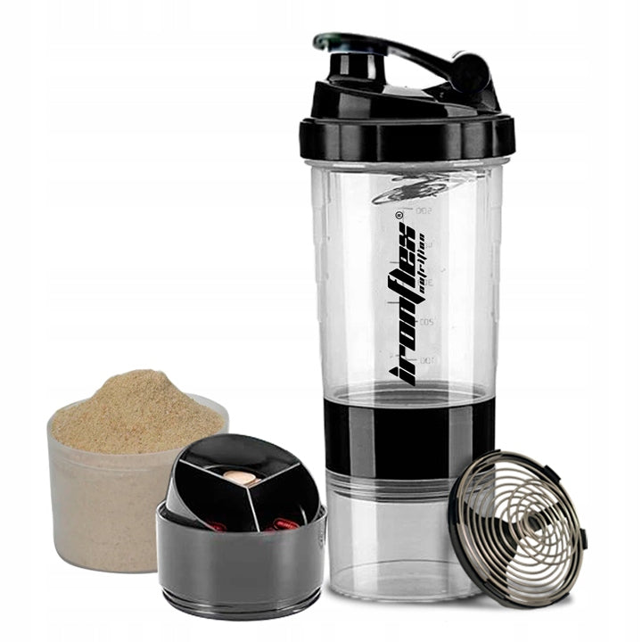 SHAKER 500ml IronFlex sealed SHAKER for nutrients with PROTEIN container