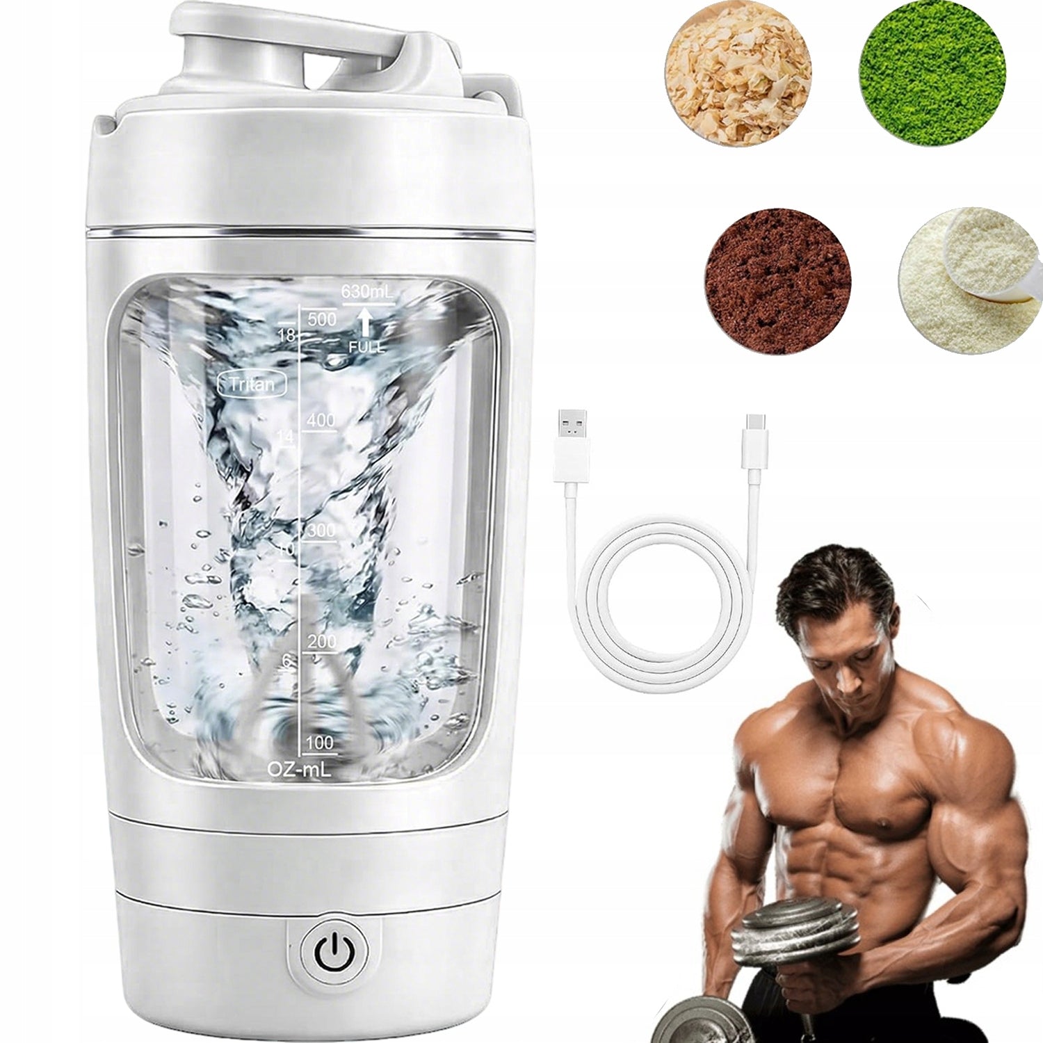 SHAKER BLENDER FOR PROTEINS ELECTRIC MIXER FOR SHAKE USB 1200MAH 630ML